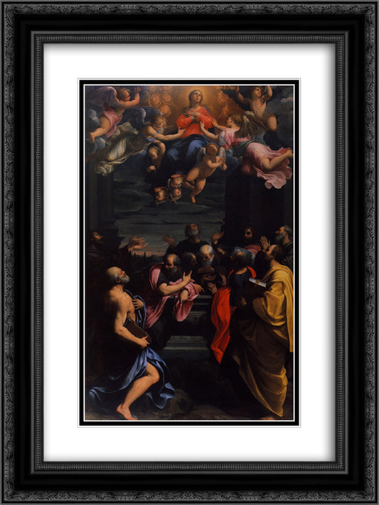 Assumption 18x24 Black Ornate Wood Framed Art Print Poster with Double Matting by Reni, Guido