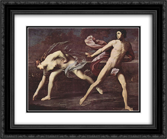 Atalanta and Hippomenes 24x20 Black Ornate Wood Framed Art Print Poster with Double Matting by Reni, Guido