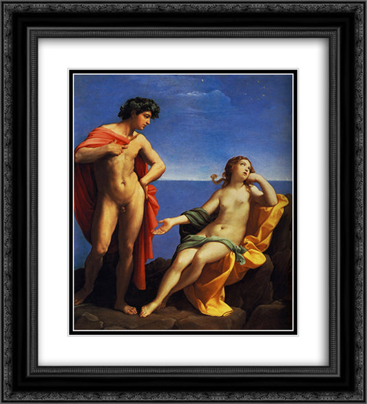 Bacchus and Ariadne 20x22 Black Ornate Wood Framed Art Print Poster with Double Matting by Reni, Guido