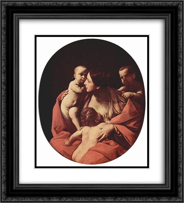 Charity 20x22 Black Ornate Wood Framed Art Print Poster with Double Matting by Reni, Guido