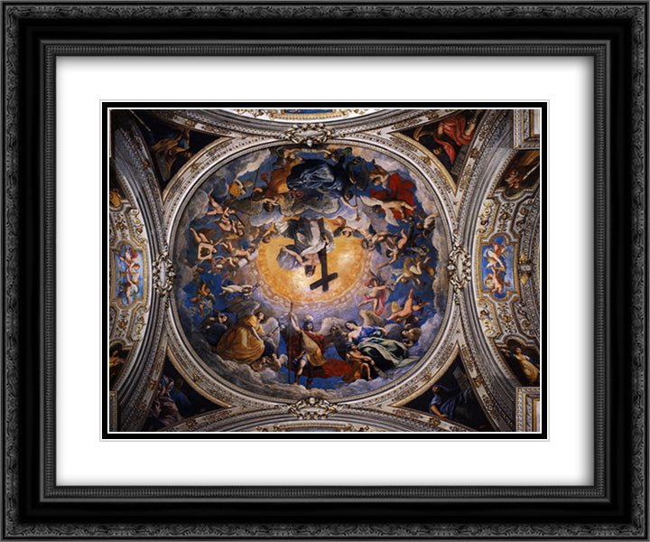 Christ in Glory between the angels and archangels 24x20 Black Ornate Wood Framed Art Print Poster with Double Matting by Reni, Guido