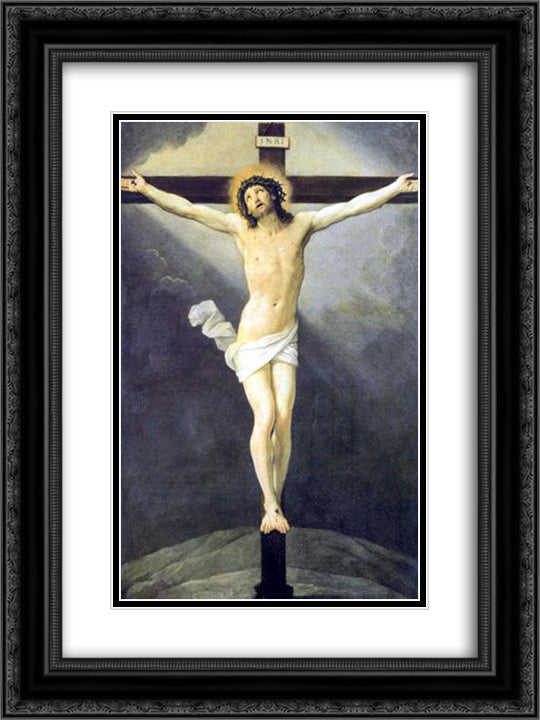 Crucifixion 18x24 Black Ornate Wood Framed Art Print Poster with Double Matting by Reni, Guido