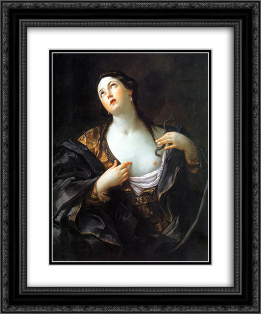 Death of Cleopatra 20x24 Black Ornate Wood Framed Art Print Poster with Double Matting by Reni, Guido