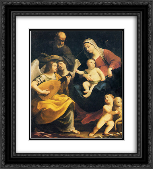 Holy Family 20x22 Black Ornate Wood Framed Art Print Poster with Double Matting by Reni, Guido