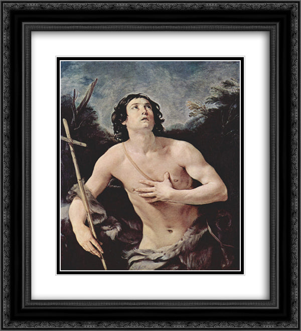 John the Baptist 20x22 Black Ornate Wood Framed Art Print Poster with Double Matting by Reni, Guido