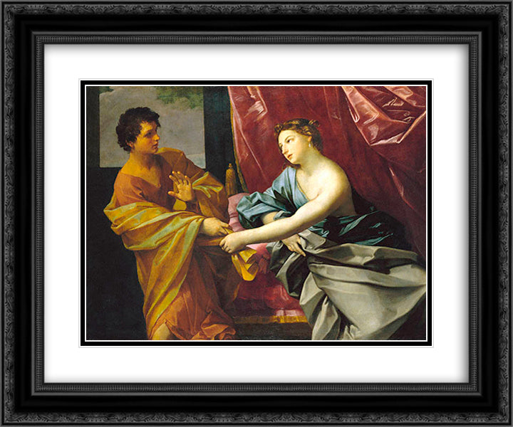 Joseph and Potiphar's Wife 24x20 Black Ornate Wood Framed Art Print Poster with Double Matting by Reni, Guido