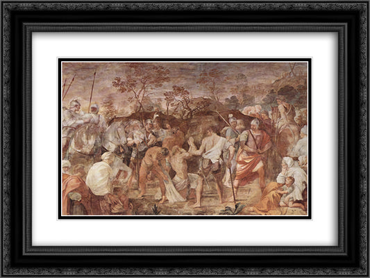 Martyrdom of St. Andrew (introduction to the Crucifixion) 24x18 Black Ornate Wood Framed Art Print Poster with Double Matting by Reni, Guido