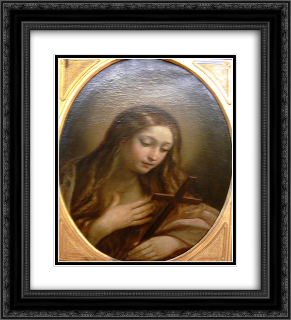 Mary Magadalen 20x22 Black Ornate Wood Framed Art Print Poster with Double Matting by Reni, Guido