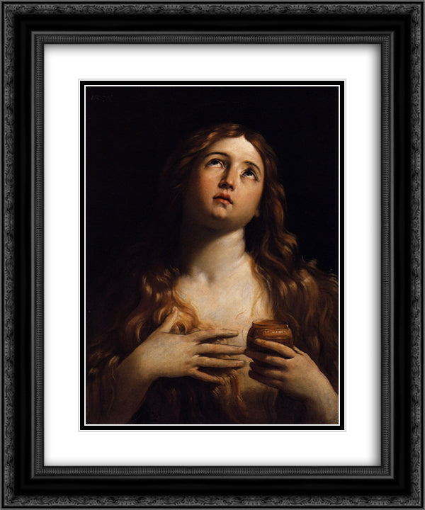 Mary Magdalene 20x24 Black Ornate Wood Framed Art Print Poster with Double Matting by Reni, Guido