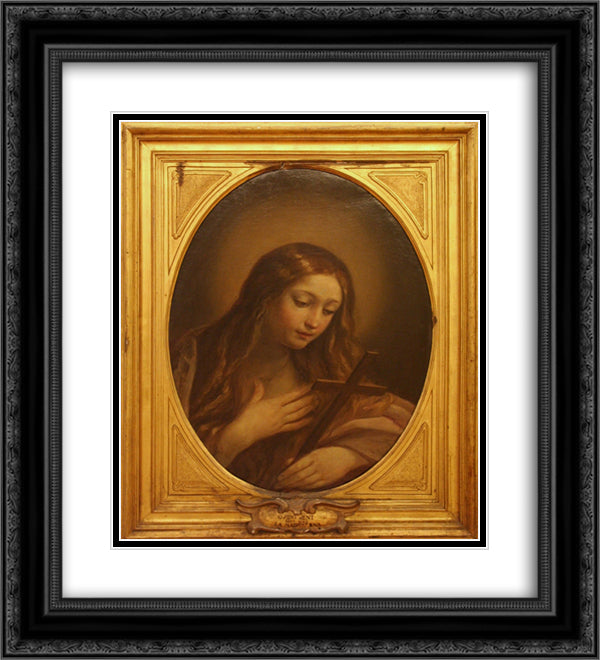 Penitent Magdalene 20x22 Black Ornate Wood Framed Art Print Poster with Double Matting by Reni, Guido