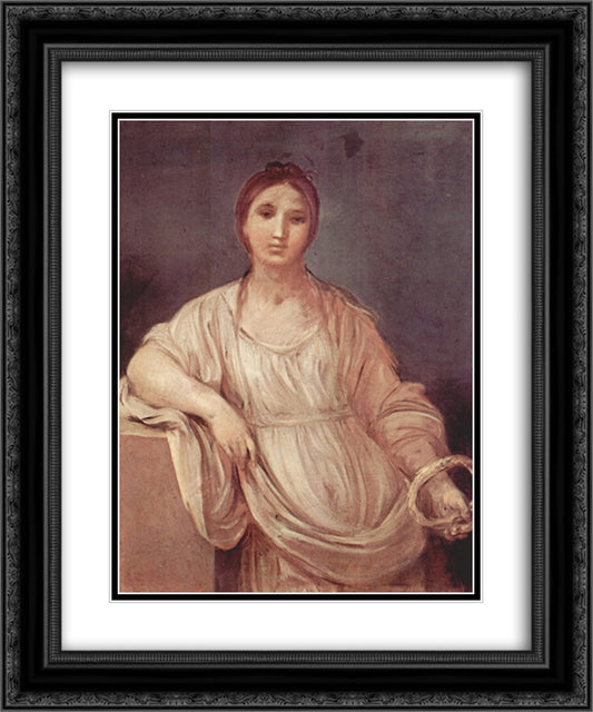 Portrait of a girl with crown 20x24 Black Ornate Wood Framed Art Print Poster with Double Matting by Reni, Guido