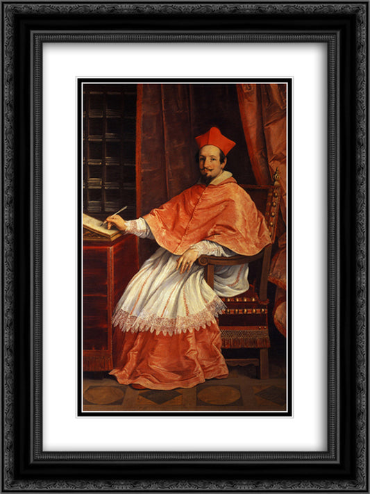 Portrait of Cardinal Bernardino Spada 18x24 Black Ornate Wood Framed Art Print Poster with Double Matting by Reni, Guido