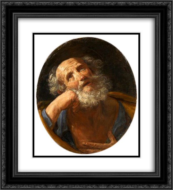 Repentant Peter 20x22 Black Ornate Wood Framed Art Print Poster with Double Matting by Reni, Guido