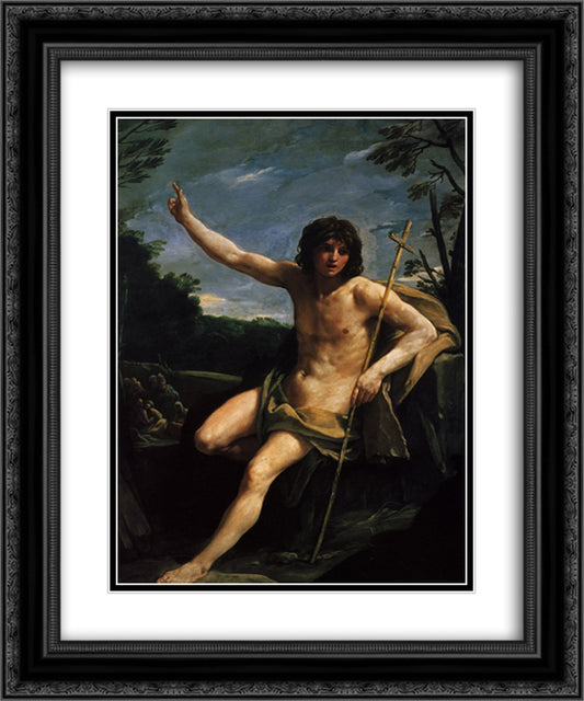 Saint John the Baptist 20x24 Black Ornate Wood Framed Art Print Poster with Double Matting by Reni, Guido