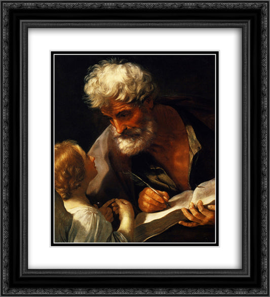 Saint Matthew 20x22 Black Ornate Wood Framed Art Print Poster with Double Matting by Reni, Guido