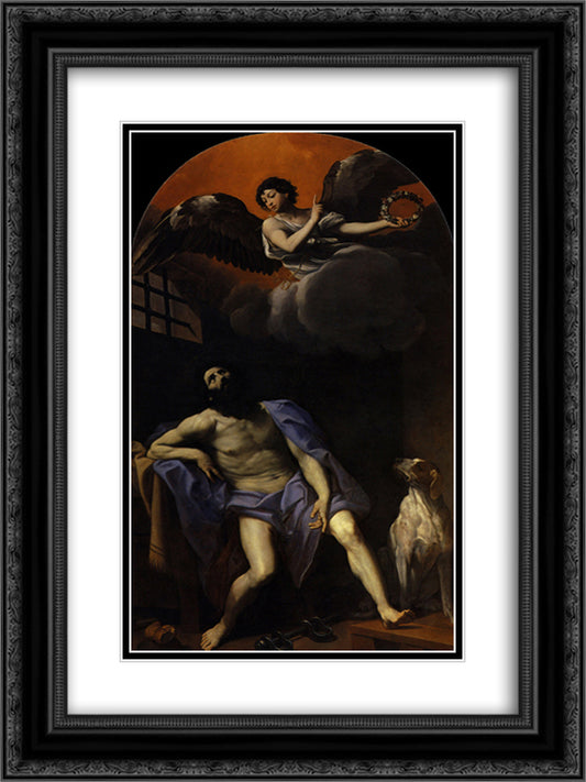 Saint Roch 18x24 Black Ornate Wood Framed Art Print Poster with Double Matting by Reni, Guido