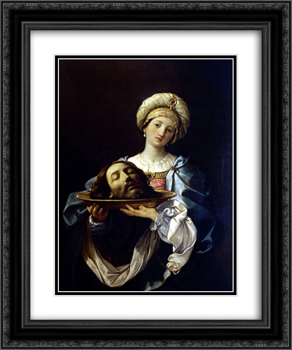 Salome with the Head of John the Baptist 20x24 Black Ornate Wood Framed Art Print Poster with Double Matting by Reni, Guido