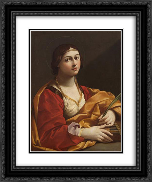 St. Cecilia 20x24 Black Ornate Wood Framed Art Print Poster with Double Matting by Reni, Guido