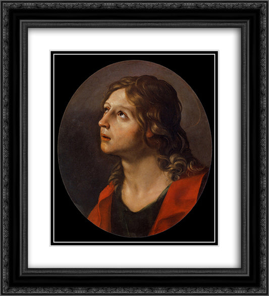 St. John the Evangelist 20x22 Black Ornate Wood Framed Art Print Poster with Double Matting by Reni, Guido