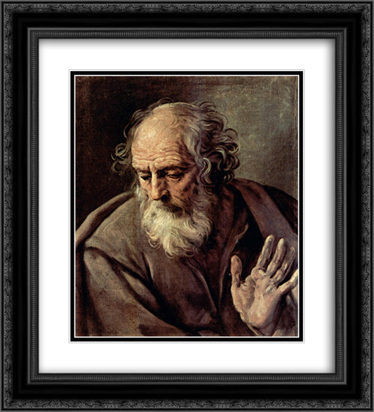 St. Joseph 20x22 Black Ornate Wood Framed Art Print Poster with Double Matting by Reni, Guido