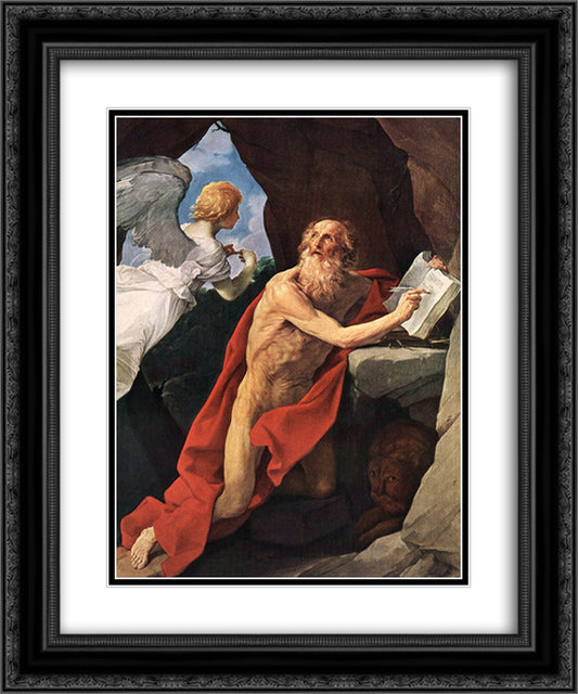 St Jerome 20x24 Black Ornate Wood Framed Art Print Poster with Double Matting by Reni, Guido