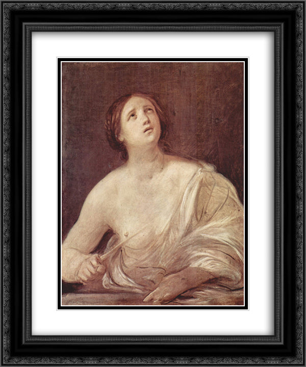 Suicide of Lucretia 20x24 Black Ornate Wood Framed Art Print Poster with Double Matting by Reni, Guido