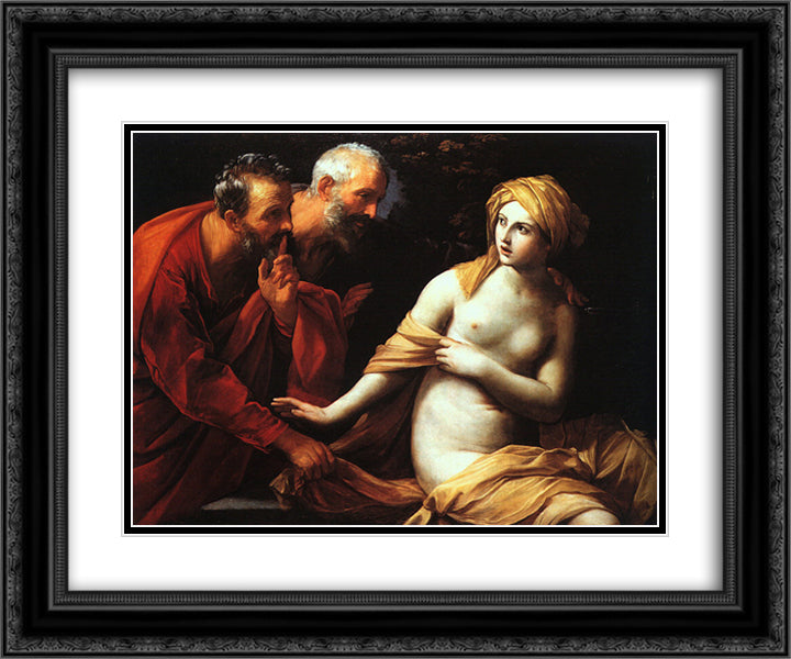 Susanna and the Elders 24x20 Black Ornate Wood Framed Art Print Poster with Double Matting by Reni, Guido