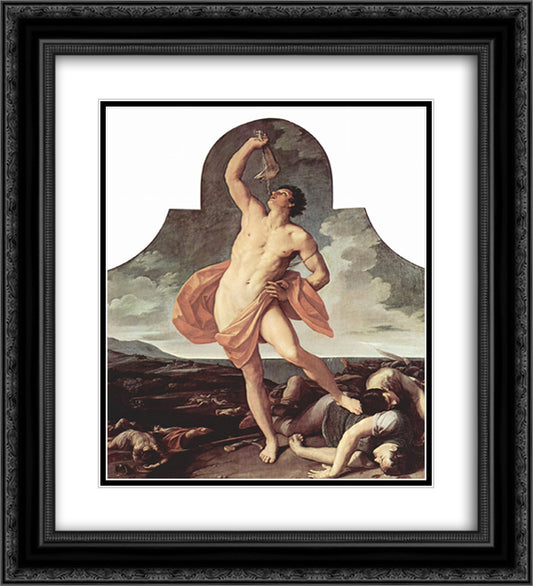 The Victorious Samson 20x22 Black Ornate Wood Framed Art Print Poster with Double Matting by Reni, Guido