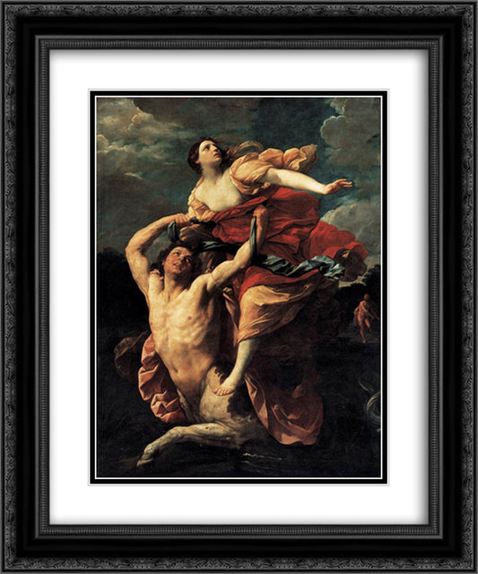 The Rape of Deianira 20x24 Black Ornate Wood Framed Art Print Poster with Double Matting by Reni, Guido