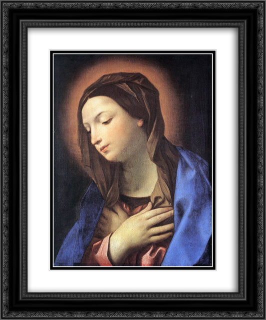 Virgin of the Annunciation 20x24 Black Ornate Wood Framed Art Print Poster with Double Matting by Reni, Guido