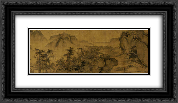 Clearing Autumn Skies over Mountains and Valleys (detail) 24x14 Black Ornate Wood Framed Art Print Poster with Double Matting by Guo Xi