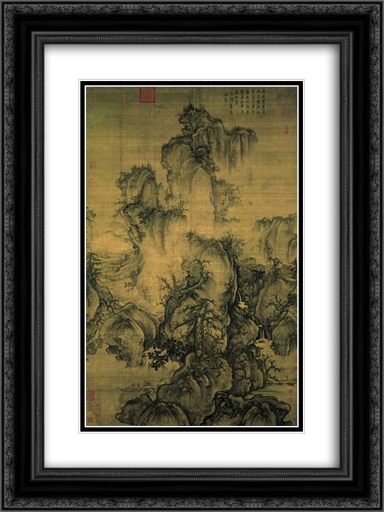 Early Spring 18x24 Black Ornate Wood Framed Art Print Poster with Double Matting by Guo Xi