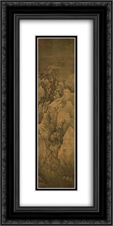 Snow Mountain 12x24 Black Ornate Wood Framed Art Print Poster with Double Matting by Guo Xi