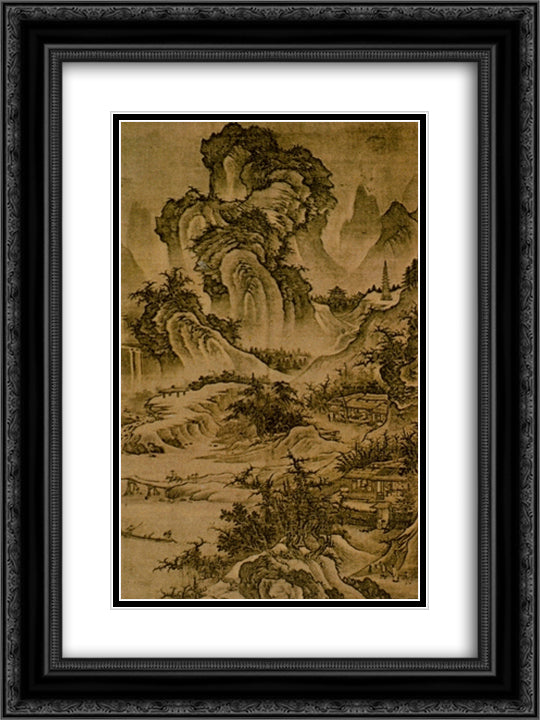 unknown title 18x24 Black Ornate Wood Framed Art Print Poster with Double Matting by Guo Xi