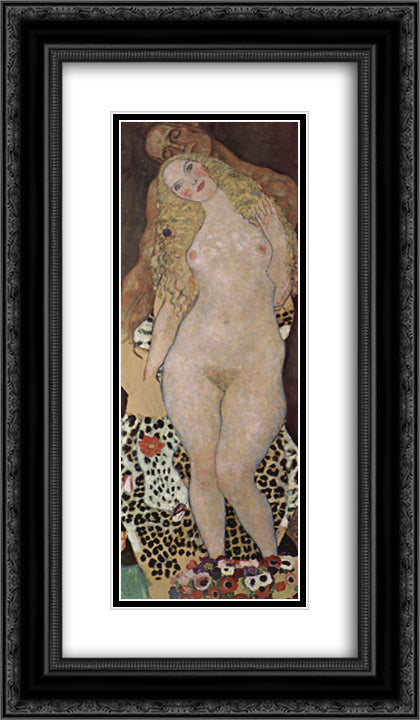 Adam and Eva (unfinished) 14x24 Black Ornate Wood Framed Art Print Poster with Double Matting by Klimt, Gustav