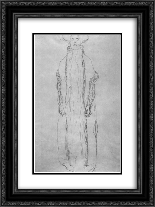 Adele Bloch-Bauer 18x24 Black Ornate Wood Framed Art Print Poster with Double Matting by Klimt, Gustav