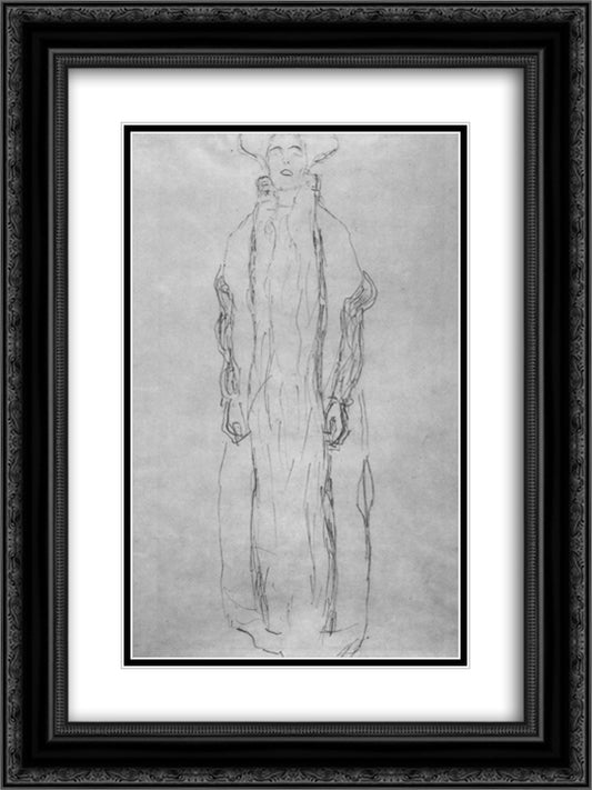 Adele Bloch-Bauer 18x24 Black Ornate Wood Framed Art Print Poster with Double Matting by Klimt, Gustav