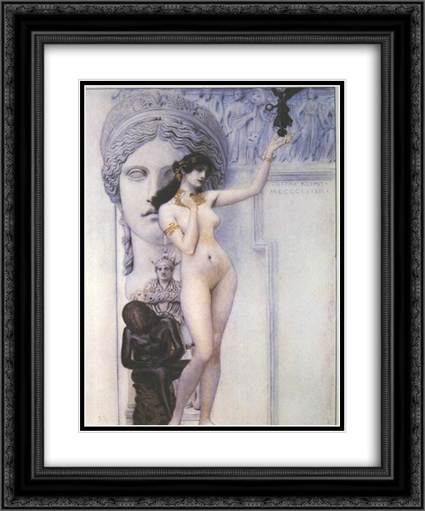 Allegory of Sculpture 20x24 Black Ornate Wood Framed Art Print Poster with Double Matting by Klimt, Gustav