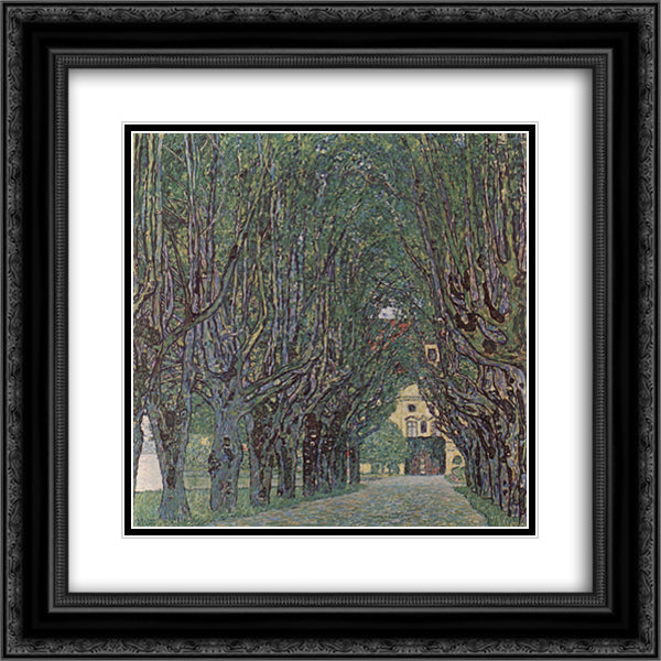 Avenue of Schloss Kammer Park 20x20 Black Ornate Wood Framed Art Print Poster with Double Matting by Klimt, Gustav