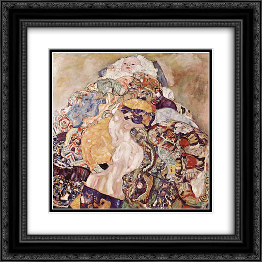 Baby 20x20 Black Ornate Wood Framed Art Print Poster with Double Matting by Klimt, Gustav