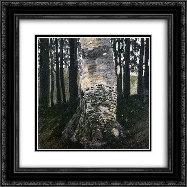 Birch in a Forest 20x20 Black Ornate Wood Framed Art Print Poster with Double Matting by Klimt, Gustav