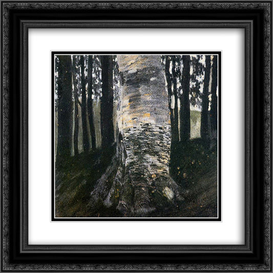 Birch in a Forest 20x20 Black Ornate Wood Framed Art Print Poster with Double Matting by Klimt, Gustav