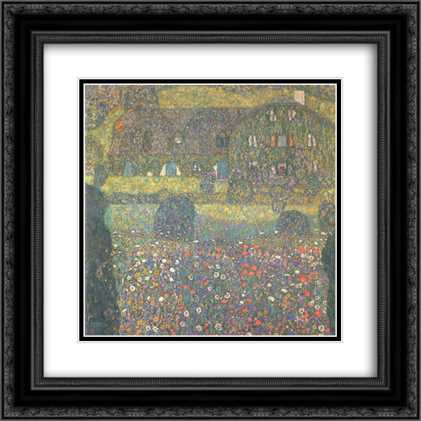 Country House by the Attersee 20x20 Black Ornate Wood Framed Art Print Poster with Double Matting by Klimt, Gustav