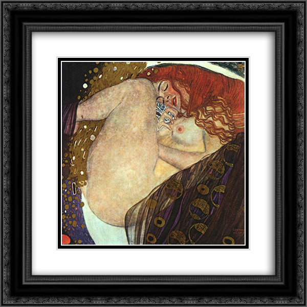 Danae 20x20 Black Ornate Wood Framed Art Print Poster with Double Matting by Klimt, Gustav