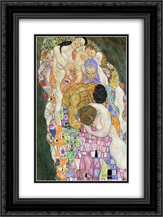 Death and Life 18x24 Black Ornate Wood Framed Art Print Poster with Double Matting by Klimt, Gustav