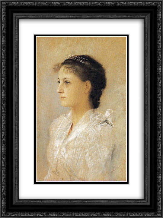 Emilie Floge, Aged 17 18x24 Black Ornate Wood Framed Art Print Poster with Double Matting by Klimt, Gustav