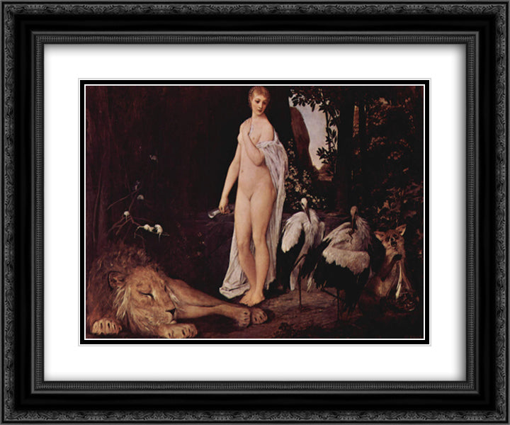 Fable 24x20 Black Ornate Wood Framed Art Print Poster with Double Matting by Klimt, Gustav