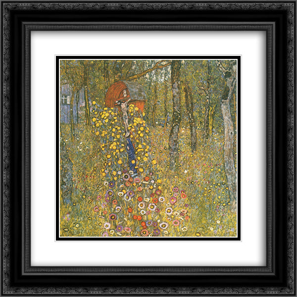 Farm Garden with Crucifix 20x20 Black Ornate Wood Framed Art Print Poster with Double Matting by Klimt, Gustav