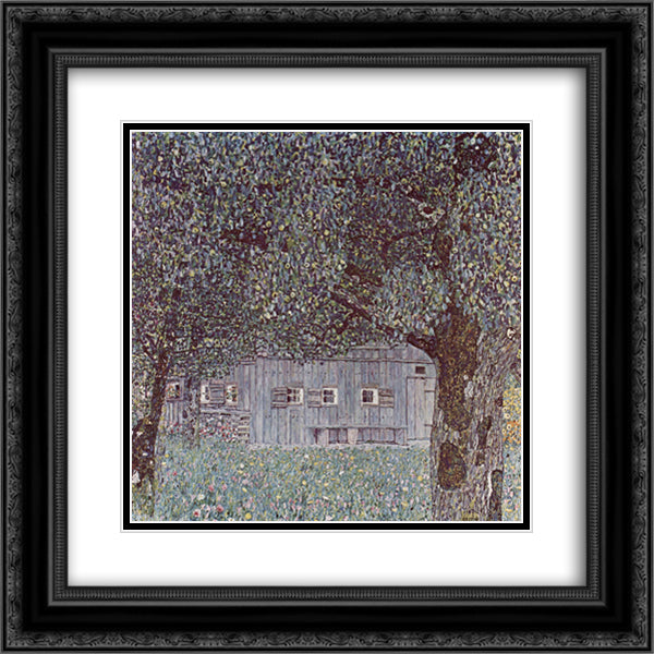 Farmhouse in Upper Austria 20x20 Black Ornate Wood Framed Art Print Poster with Double Matting by Klimt, Gustav