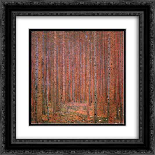 Fir Forest I 20x20 Black Ornate Wood Framed Art Print Poster with Double Matting by Klimt, Gustav